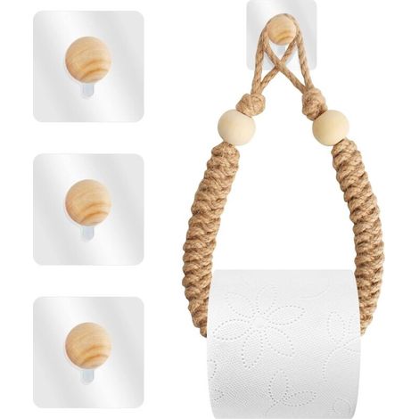 ZOLGINAH 4 PCS Porte Papier Toilette Corde, Porte Papier Toilette Porte Papier WC Corde Porte Serviette Corde Porte Papier Corde avec 3 Crochets pour Salle de Bain sans Perçage (54cm)