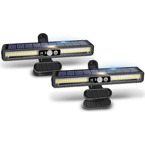 Solar-Bewegungsmelder-Klemmleuchten, 2er-Pack, wasserdicht, Wandmontage, Solarleuchte für Zaun, Garage, Camping – JXLGV (1/5)