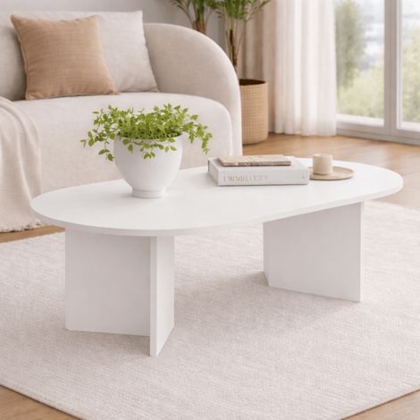Couchtisch Weiße Melaminbogenform Koda 119x60 cm