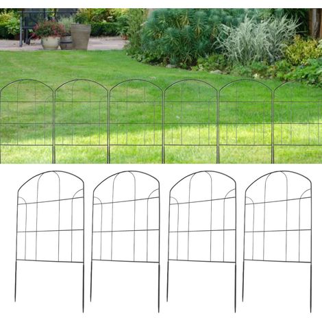 Grillage de Jardin Décoratif - Barrière en Fer avec Panneaux à Arceaux - Lot de 10 pour Délimiter Parterres et Protéger Contre Animaux (1/4)