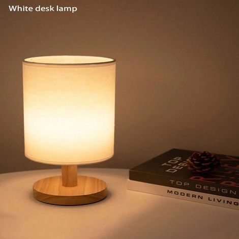 Lampe De Chevet - Abat-jour En Lin - Cadre En Bois - Alimentation USB - Pour Chambre À Coucher Et Bureau - 1 Pièce