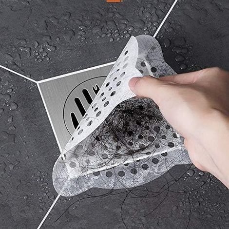 Lot de 15 Piège à cheveux, autocollant en maille, filtre jetable, pour siphon de douche, baignoire, cuisine (1/5)