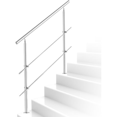 Jiubiaz Ringhiere e parapetti per esterni in acciaio inox 100 cm con 2 traverse, resistente intemperie/corrosione, struttura stabile