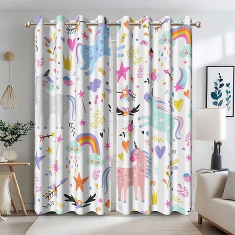 U-nicorn Rideau pour Chambre d'enfants Dessin animé Arc-en-Ciel Nuage occultant Rideau (1/5)