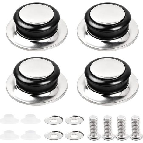 4 Pcs Poignée de Couvercle de Casserole Poignée de Couvercle en Verre Couvercle de Casserole en Acier Inoxydable Ouchons Poignées Poignées Universelle (1/5)