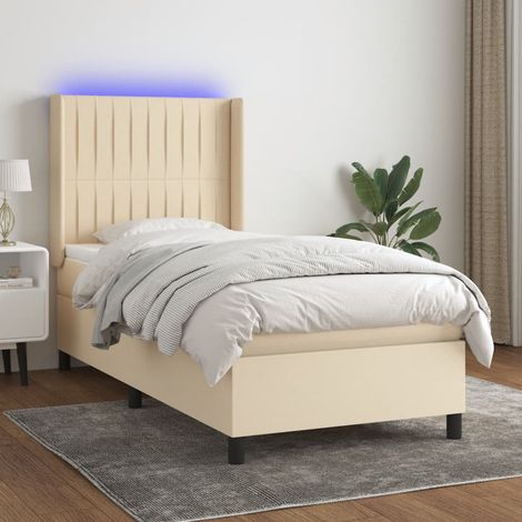 Boxspringbett mit Matratze & LED Creme 90x200 cm Stoff (1/5)