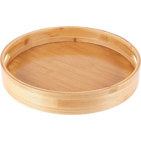 Plateau de service rond en bambou avec poignée, plateau de rangement n° 2 (1/5)
