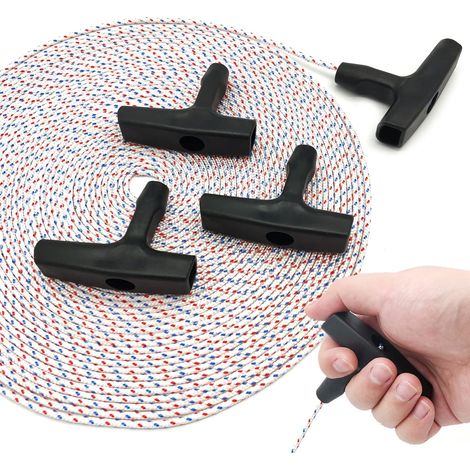 Starting Handle Starter with Rope, 15 Metres, 3.0 mm, Starting Rope and Handle, Starting Pull Rope, 4pcs Start Starter Rope, 4pcs Starting Handle, for Lawnmower, Chainsaw (1/5)