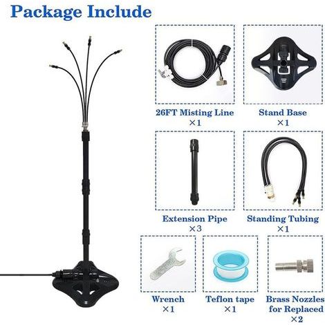 Gabrielle – Vaporisateur sur pied pour terrasse – Nébuliseur d'eau portable pour piscine et jardin – Débit de pulvérisation réglable – Extensible (1/4)