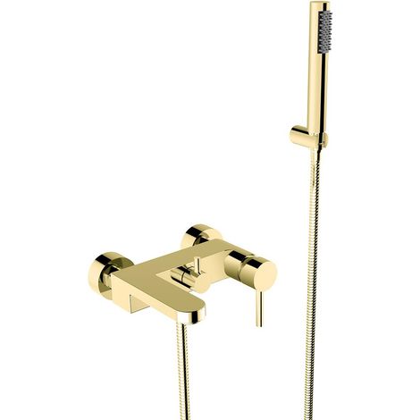 Rubinetto per vasca da bagno a parete Besco color oro chiaro. (1/3)