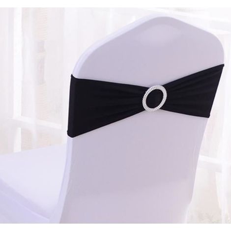 (Schwarze) Elastische Stuhlschleifen – Stuhldekoration für Hochzeiten – 50 Stück – Schwarz (1/2)