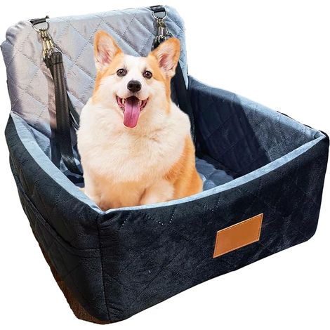 Car Seat for Dogs, Dog Cars, Raised Protective Car Seat with Safety Belt, for Cars, Rear Accessories and Dog Car Seat (45 x 45 x 35 cm, Black and Grey)