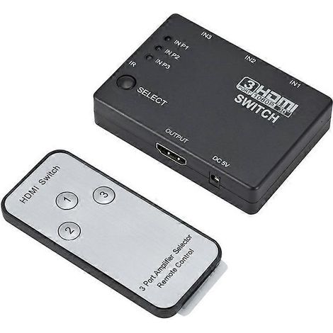 Commutateur HDMI 3x1 Full HD 1080p 3D avec télécommande infrarouge (1/4)