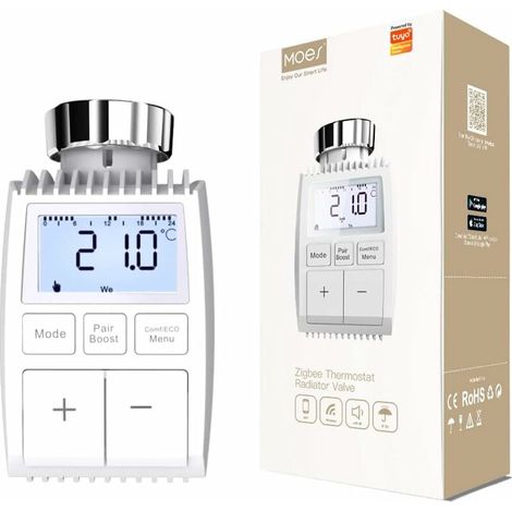 Smart Heating Thermostat, Battery Operated Radiator Radiator Valve Controller, Thermostat Compatible with Tuya Alexa Google Smart Life App, Tuya ZigBee Hub Required - (1/5)
