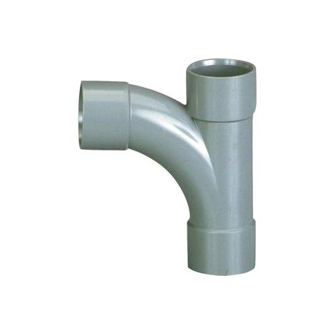 Pied de biche PVC gris réduit 87 degrés30 - Diamètre 40 - 32 - 40 mm - Triple emboîture - Girpi