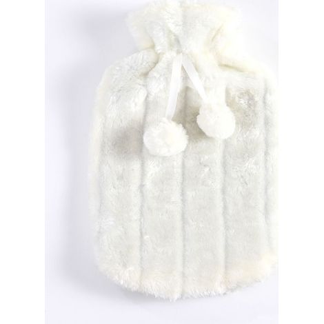 Bouillotte 2L bouillotte chauffante bouillotte adulte et enfant bouillotte isolante bouillotte lit peluche, blanche (1/3)