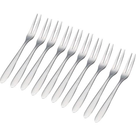 10 fourchettes à gâteaux en acier inoxydable, fourchettes à desserts et cocktails (1/5)