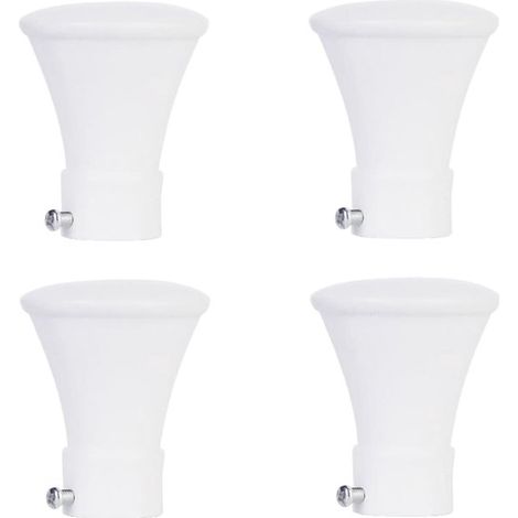 Set di 4 terminali per asta per tende in ferro, decorativi, a forma di altoparlante, colore bianco, 28 mm.