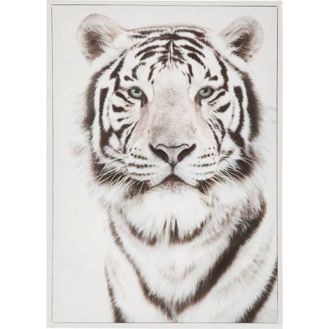 Lienzo infantil Tigre madera - blanco y negro - 50x70 cm - Atmosphera créateur d'intérieur