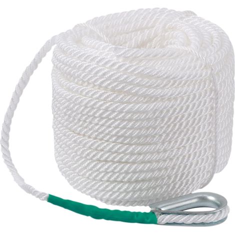 Corde 12 mm x 30 m, 5850LB Corde Marine, Blanc Imperméable et Anti-pourriture, pour Marin Barque de Peche Ancre Bateau Mouillage Bateau (1/5)
