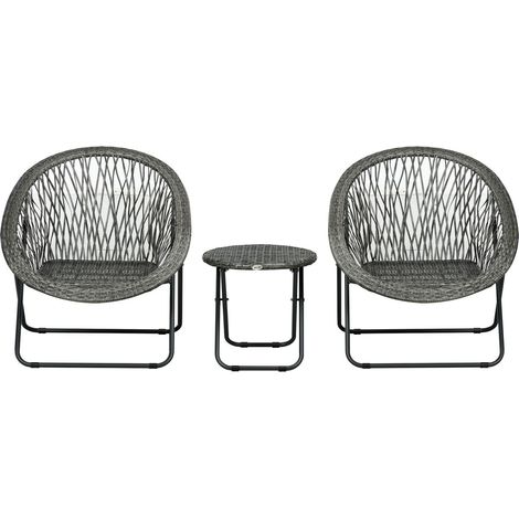 Salon de jardin pliable ensemble de jardin pliable 2 chaises acier gris (1/5)