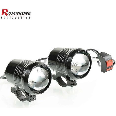 2 Stück Motorradscheinwerfer U2 Fern- und Abblendlicht LED-Fahrscheinwerferlampe Schwarz Zusatzlampe 1200LM 30W 12V Motocross-Teile --2 Stück