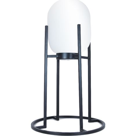 Lampe à poser déco en métal et verre noir E27 compatible LED (1/3)