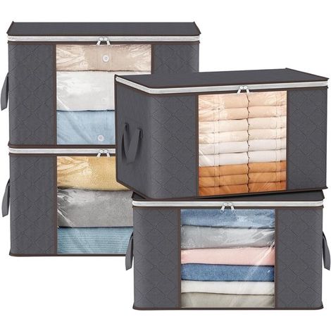 Borsa portaoggetti,grande scatola pieghevole per riporre abiti,copertura con maniglie rinforzate,60 litri,set da 4 (1/5)