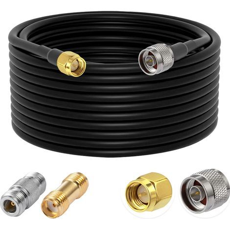 RG58 N Male to SMA Male 15M Low Loss 50 Ohm Coaxial Cable Adapter Kit for 3G 4G 5G GPS WiFi Radio Antenna (1/5)
