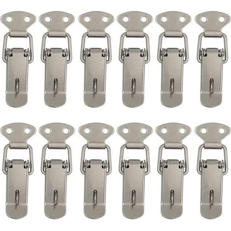 12 Pièces Attache Capot Fermeture à Levier Moraillon de Porte,Oquet à Ressort Bascule Acier pour Ressort Boucle de Verrouillage Coffre à Outils,Armoire Verrous (1/5)