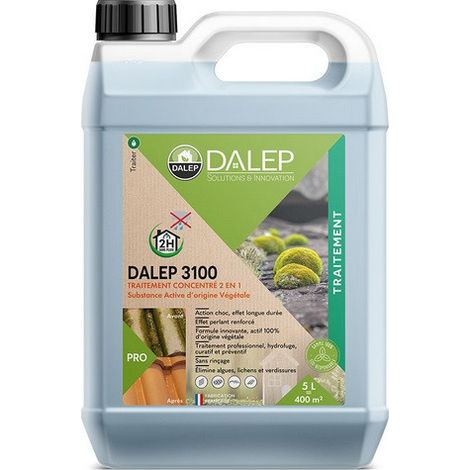 Dalep – Fongicide 3100 concentré 2 en 1 – Traitement et hydrofugation pour toitures, murs et terrasses – Efficacité longue durée