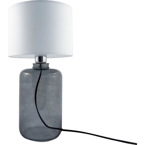 Lampe de table verre fumé blanc abat-jour 41cm E27 (1/4)