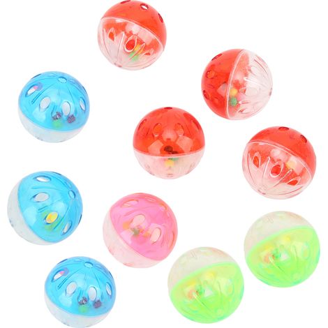 Lot de 10 balles colorées en plastique pour oiseaux, jouets à mâcher et à mordiller, accessoires pour cage. (1/5)