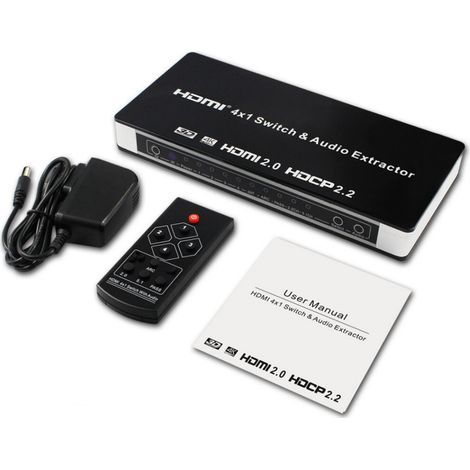 Commutateur HDMI 4x1 avec splitter audio UHD 4K, ARC et sorties Toslink/RCA (1/5)
