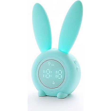 Réveil lapin mignon avec fonction snooze, lampe de chevet, automatique (1/4)