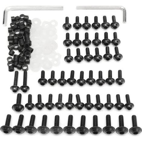 Ahlsen Juego de clips de tornillo de carenado de motocicleta para Yamaha YZF R6 1999 2000 2001 2002 - Negro