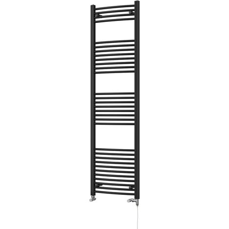 Zennor - Black Dual Fuel Towel Rail H1800mm x W500mm Standard - Curved (1/3)