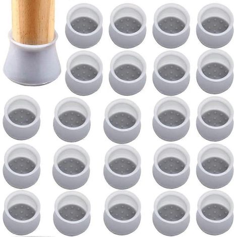 Lot de 36 embouts de pieds de chaise en silicone transparent avec revêtement antidérapant en feutre (1/5)