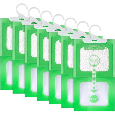 Lot de 7 Sacs déshumidificateurs à suspendre, Design visible, Absorption rapide, Pour garde-robe et garage (1/5)
