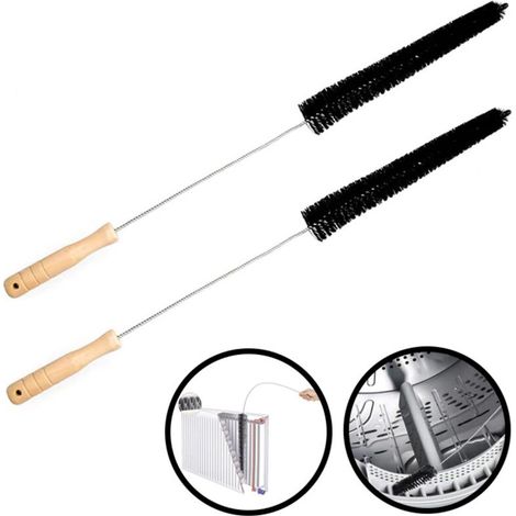 Spazzola per la pulizia di termosifoni piatti – Aieve 80 cm, manico telescopico rigido, testina girevole e setole in nylon resistenti