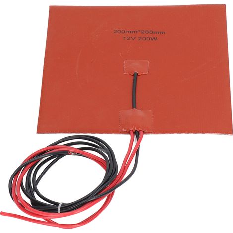 Tapis chauffant en silicone 180℃ 200x200mm 200W pour plateau imprimante 3D Ender 3/3S/3 Pro/5 12V (1/5)
