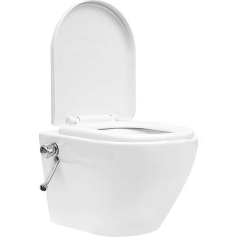 Toilette murale sans rebord et réservoir caché Céramique Blanc (1/5)
