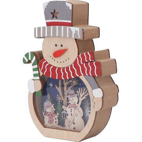 Ornement de Noël lumineux LED en bois, décorations et cadeaux pour vitrine d'hôtel, bonhomme de neige