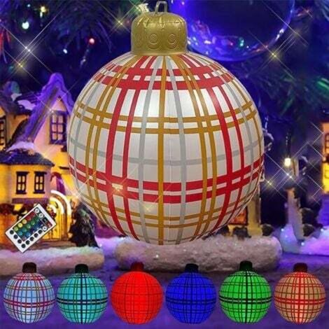 Palla di Natale gonfiabile da 60 cm, illuminata con telecomando e luci a LED, ideale per decorare il giardino.