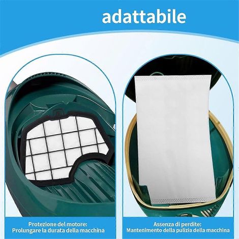 Packung mit 10 Staubsaugerbeuteln für Vorwerk Kobold VK140, VK150, FP140 und FP150 inklusive 2 Filtern (1/5)
