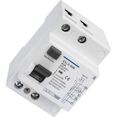 Interrupteur différentiel 1P+N 40 A, 0,030 A, 6 kA. Protège vos installations électriques des surcharges et des pannes de terre, sécurité et fiabilité à la maison. (1/2)