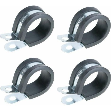 Cyclingcolors – Lot de 4 colliers de serrage métallique avec insert caoutchouc – Diamètre 22mm – Fixation tube P clip – Pour câbles et conduits (1/2)