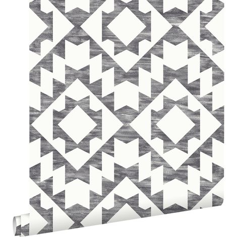 papier peint tapis Marrakech noir et blanc mat - ESTAhome (1/5)