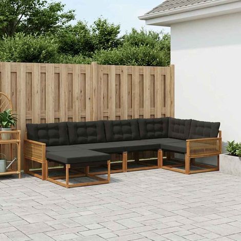 vidaXL Outdoor-Sofagarnitur mit Kissen 6 pcs Natürlich und Schwarz (1/5)