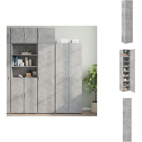 Hochschrank Schmal Betongrau 45x42,5x225 cm Holzwerkstoff - Hochschrank - Hochschränke - Hochschrank Schmal - Schrank Schmal (1/5)